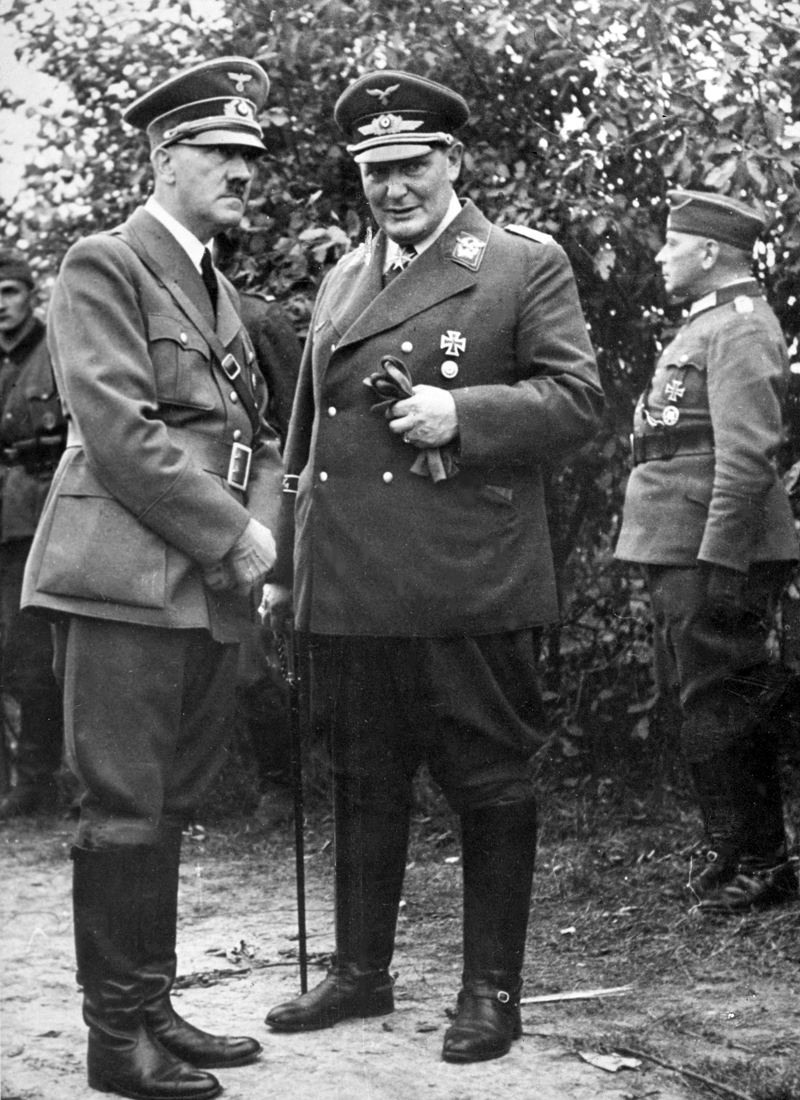 Adolf Hitler in conversation with Hermann Göring in Oksywie, Poland